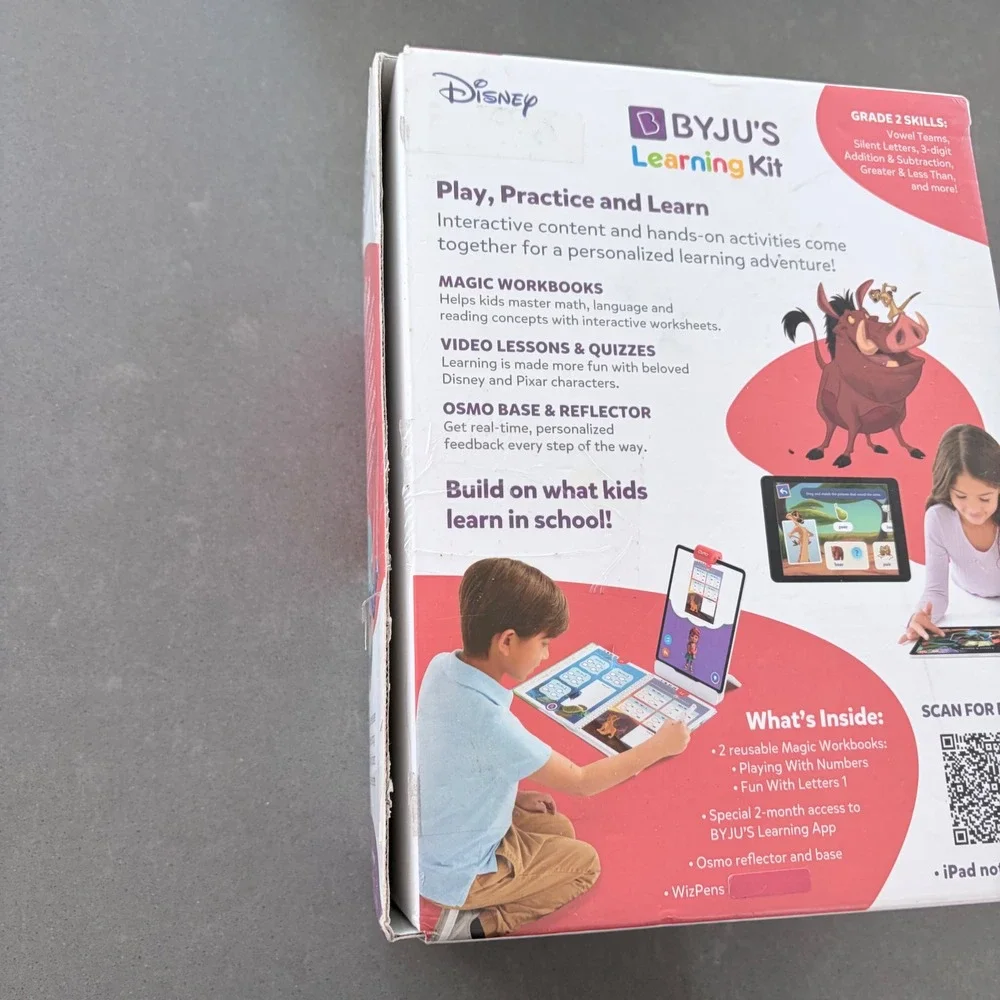 Disney BYJU'S Learning Kit Grade 2 Osmo Magic Workbooks Math Reading iPad Base